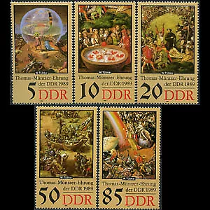 DDR #Mi3269-Mi3273 MNH 1989 Muntzer Paintings Theologian Reformer [2767-2771] • $3.88