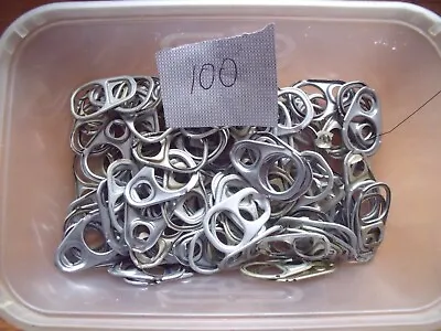 100 Aluminium Can Ring Pulls - Semi Oval Hole Type From Food Tins - Art Crafts • £5.25