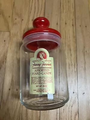 VTG 50s 60s FANNY FARMER Candy Countertop Store Display Glass Jar Red Lid MCM • $89.95