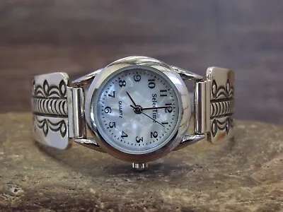 Navajo Indian Hand Stamped Sterling Silver Lady's Watch Signed B. Morgan • $179.99