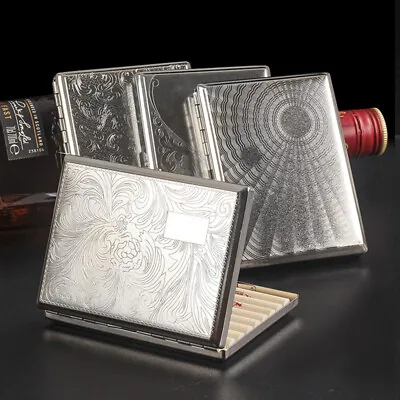 Engraved Metal Cigarette Box Tobacco Case Container Box Cigars Storage Holder • $7.79