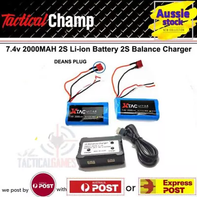 Li-ion Battery 7.4v 2000MAH 2S Deans T-Plug For RC Toys Truck Boat Tank Car OZ • $20.95