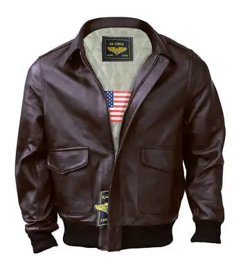 Men's A2  Air Force Flight Bomber Genuine Leather Jackets Warm Quilted Lining • $89.99
