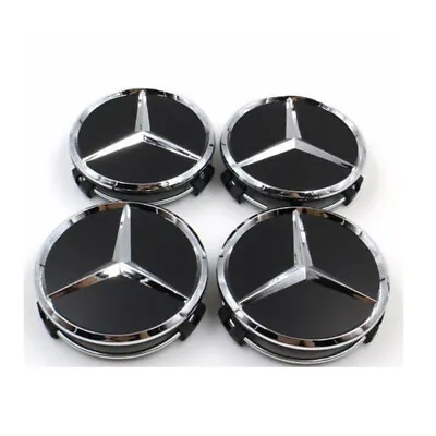 4PCS 75mm Wheel Center Hub Caps Cover Logo Badge Emblem For Mercedes-Benz Black • $9.99