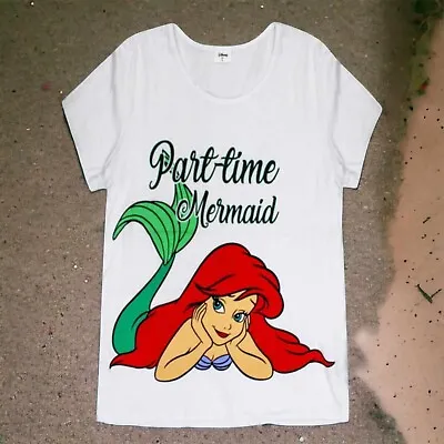 BNWT Pure Cotton The Little Mermaid 'Part Time Mermaid' T-Shirt Size XL 20/22 • £10.99