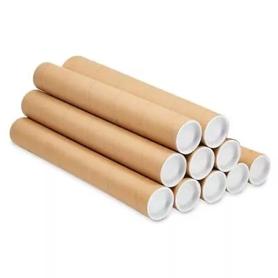 10 Pack 2x12 Inch Cardboard Mailing Tubes With Caps For Packaging Posters • $31.64