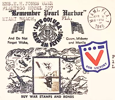 1944 World War 2 B Crosby Illustrated Envelope Remember Pearl Harbor Guam Manila • $32.24