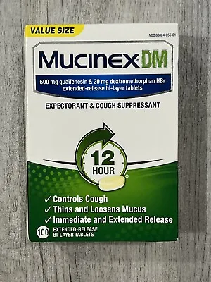 Mucinex DM 12-Hour Expectorant And Cough Suppressant Tablet 100 Count Exp 2025 • $40