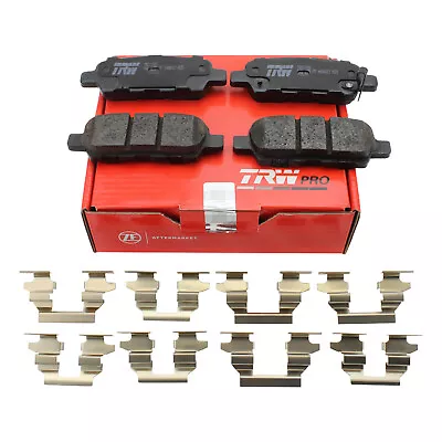 TRW Pro Rear Ceramic Brake Pad Set Pads With Clips Included For Infiniti Nissan • $29.96