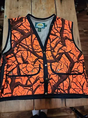 Cabelas Men's Blaze Orange Camo Trees Vest XL Cruiser Timber Vest • $65