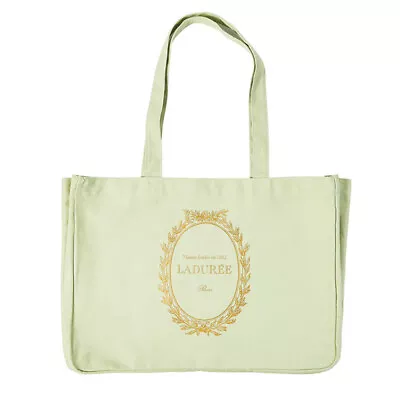 LADUREE Canvas Green Tote Shopping Bag Paris Logo NEW • $44