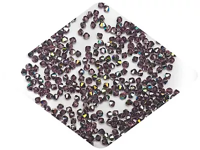 Czech Bicone Crystal Beads Amethyst Vitrail Coated 3mm Diamond Rondelle • $2.29