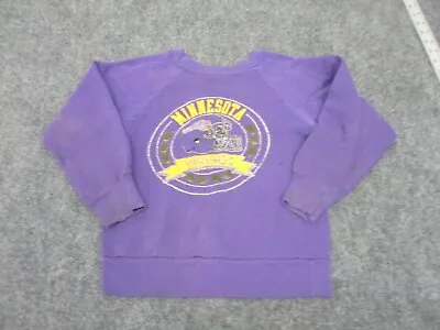 Vintage Minnesota Vikings Sweatshirt Boy's Medium Purple Champion 1980s USA* • $6