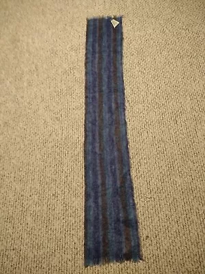 Vintage Donegal Designs Blue Striped Mohair-Wool Scarf Fringe Rare Retro • $23.19