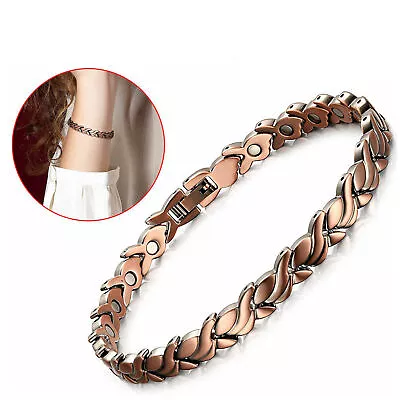 Women Pure Copper Magnetic Solid Therapy Bracelet For Arthritis Wristband Bangle • $22.95