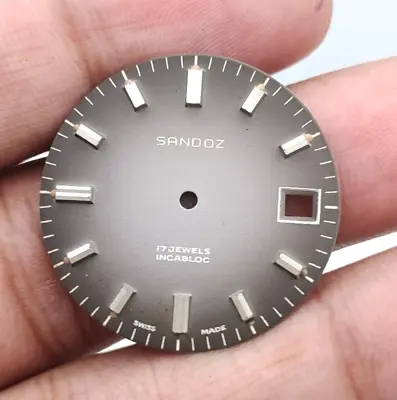 SANDOZ Hand Wind Incabloc Date 17 Jewels CalST96 Swiss Original Unused 29mm Dial • $68.20