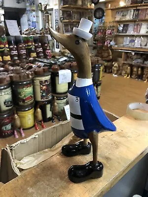 ChiselCraft Hand Carved Wooden Bamboo Root Duck Nurse Blue Medic Carer Painted • £14.99