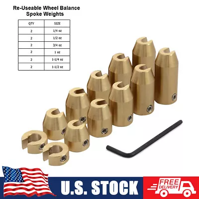 12 Pack Reusable Motorcycle Brass Wheel Spoke Balance Weights Refill Kit 6 Sizes • $21.84