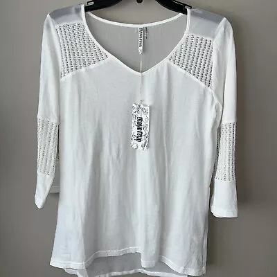 Monoreno Size Womens White Cotton Long Sleeve Shirt Top Size S NWT • $15