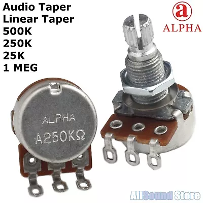 ALPHA Mini Pot Audio/Linear Taper 250K/500K/25K/1MEG Coarse Spline Potentiometer • $8.99