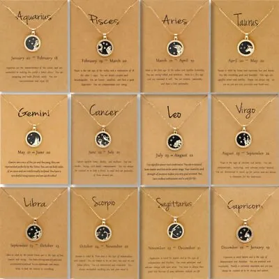 12 Zodiac Sign Constellations Star Night Pendant Necklace Women Party Jewelry • $1.51