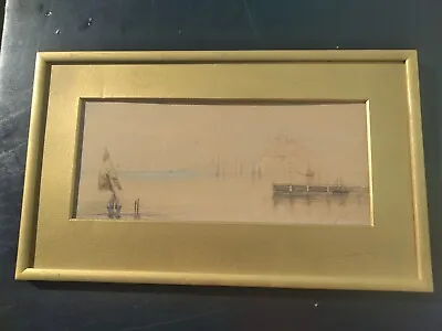 Antique Vintage Signed Ernest Or Edith ? Stock Seascape Watercolor Art Painting • $50