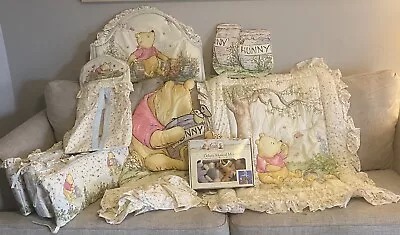 Vtg 1994 Disney Classic 8 PIECE WINNIE THE POOH Red Calliope Crib Bedding Set • $269.99