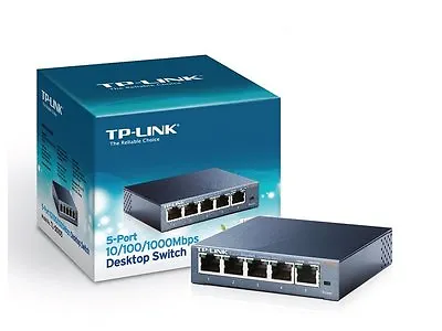 TP-Link TL-SG105 5 Port Steel Gigabit Networkign LAN Wired Switch 1000Mbps UK • £22.99