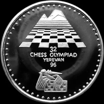 ARMENIA 100 DRAM SILVER COIN PROOF 1996 32th Chess Olympiad In Yerevan  • $199.99