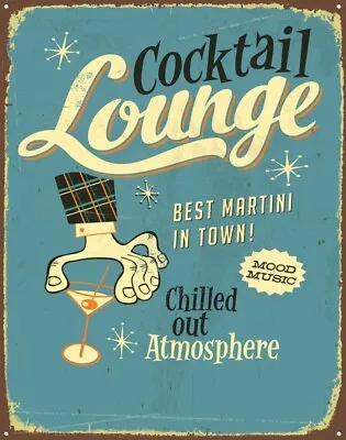 Cocktail Lounge Retro Metal Sign Vintage Style Bar Plaque American Diner • £0.99