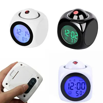 Digital LED Projection Alarm Clock Projector Voice Talking Time Temperature  • £8.39