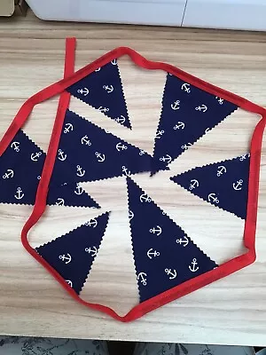 Handmade 7 Mixed Flag Shabby Chic Fabric Bunting Nautical Design - Approx 1.3m • £4.29