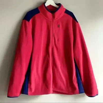 Starter Mens Polar Fleece Jacket 3XL Red Blue Full Zip Pockets Warm • $12.99