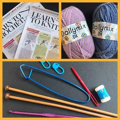 Beginners Learn To Crochet & Knit Kit Wool Instructions Needle Hook • £6.79