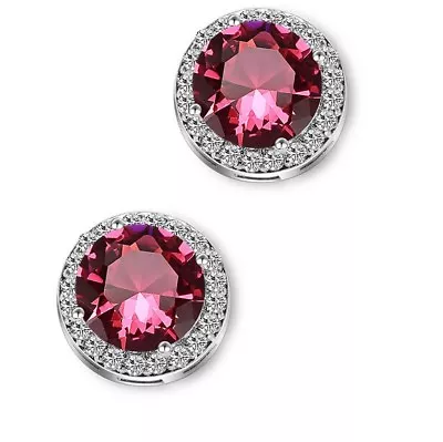 White Gold Plated Silver Round Micropave Crystal CZ Stud Earrings Gift Box P25 • $12.95