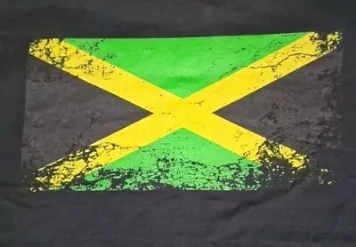 Port & Company T-shirt Size Medium Black Jamaican Flag Graffic • £2.75
