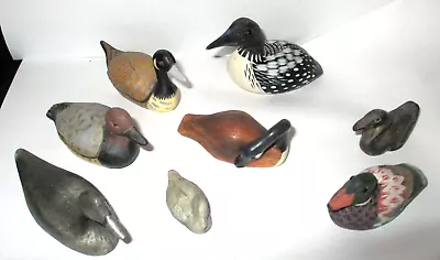 Lot 8 Miniature Duck Decoys Pewter Carved Wood Resin 1.75-4  • $6.99