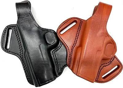 Clearance! LEFT HAND Brown Black Leather Thumb Break Belt Holster - CHOOSE • $26