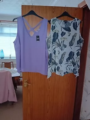 Ladies George Plain Purple Top Bnwt & Saloos Floral Top Sleeveless Vgc Size 22 • £3.50