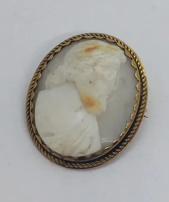 Antique Victorian 14k Yellow Gold Cameo Of Man Pin • $300
