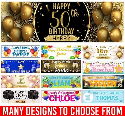 Personalised Birthday Banners Happy Birthday Party Decoration 1st 18th 21st 50th • £12.99