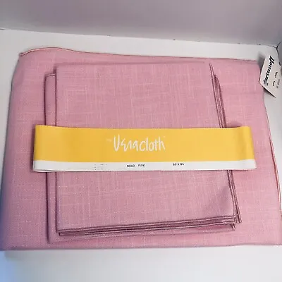 Retro Vera Pink Tablecloth & 4 Napkins Texture Weave Spring Easter 60 X84  NOS • $49.99