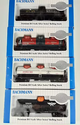 Bachmann Silver Series U.s. Tank Cars X 4 Knuckles Excellent Cond Boxed Ho(gg) • $49