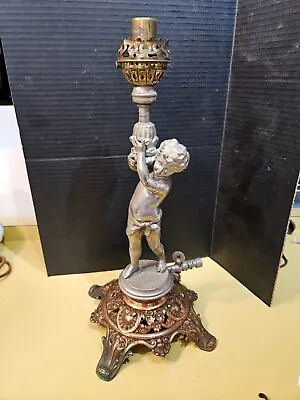 $285 • Buy Nice Antique Victorian Figural Putti Gas Table Lamp Cherub