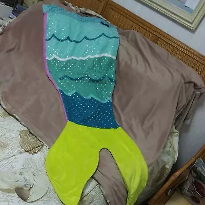 Blankie Tails Mermaid Tail Blanket Adult / Teen  Minky Fabric Teal Aqua Blue  • $16