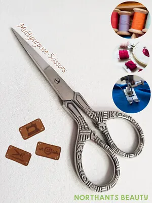 £3.60 • Buy Multi Purpose Small Embroidery Sharp Fancy Scissors Colour Plated Floral Pattern
