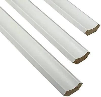 White Laminate Beading - 10 Lengths - 2.4m Each Length - Scotia Edging Strip • £29.99