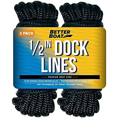 Dock Lines Boat Ropes Docking 1/2  Line Braided Mooring Marine Rope 25FT Nylon • $67.19