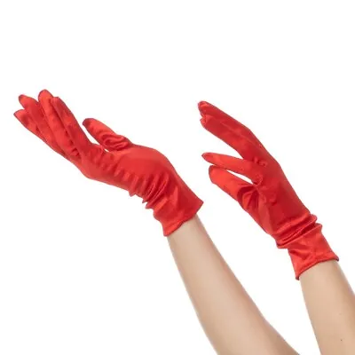 £4.99 • Buy Red Short Satin Gloves Ladies Halloween Fancy Dress Flapper 1920s Costume