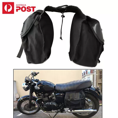 Canvas Motorcycle Rear Tail Bags Equine Backpack Saddle Bags For Honda Suzuki AU • $39.95